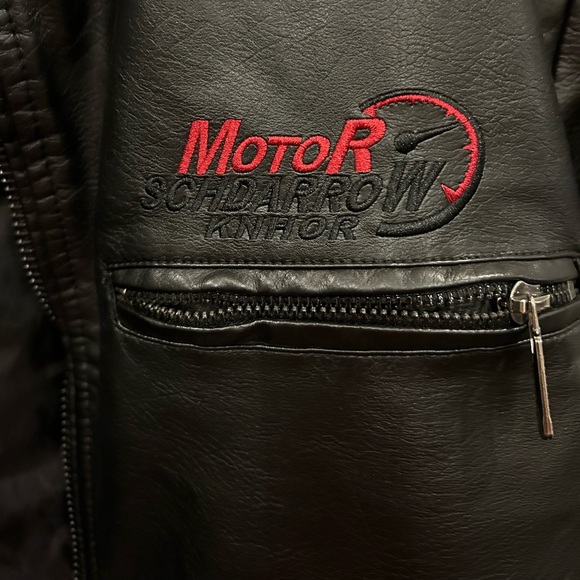 SCHDARROW KNHOR Mens Faux Leather Full-Zip Motorcycle Jacket - Picture 4 of 6